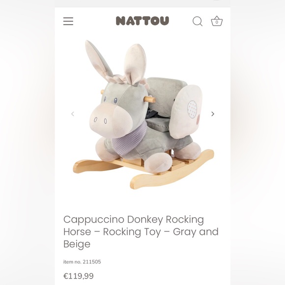 EUC Cappuccino Donkey Rocking Horse – Rocking Toy – Gray and Beige - Picture 2 of 10